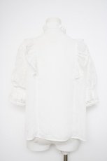 画像2: Chalmiere / クラシカルレーシー半袖ブラウス M 白 Y-26-09-07-020-AX-BL-SZ-ZY (2)