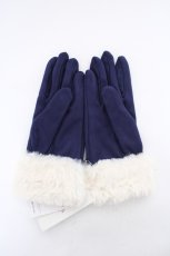 画像2: axes femme / 雪刺繍×パールファー手袋  紺 Y-26-09-08-009-AX-ZA-SZ-ZY (2)