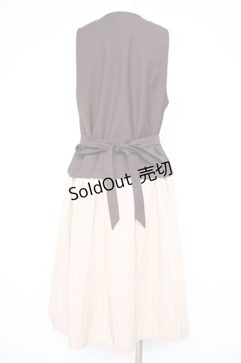 画像2: axes femme POETIQUE / ベストレイヤード風ワンピース  ブラウン×ベージュ Y-26-09-08-067-AX-OP-SZ-ZS (2)