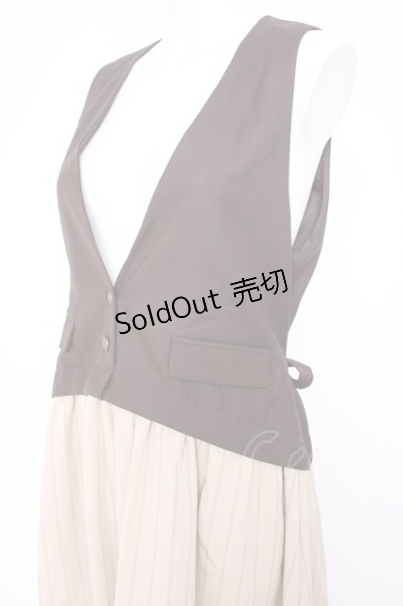画像3: axes femme POETIQUE / ベストレイヤード風ワンピース  ブラウン×ベージュ Y-26-09-08-067-AX-OP-SZ-ZS (3)