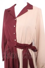 画像3: axes femme POETIQUE / バイカラーアシメワンピース  ワイン×ベージュ Y-26-09-08-072-AX-OP-SZ-ZY (3)