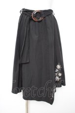 画像1: axes femme / ベルト付刺繍ラップスカート M 黒 Y-26-09-08-085-AX-SK-SZ-ZY (1)