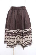 画像1: axes femme / レースプリントスカート  茶 Y-26-09-08-088-AX-SK-SZ-ZY (1)