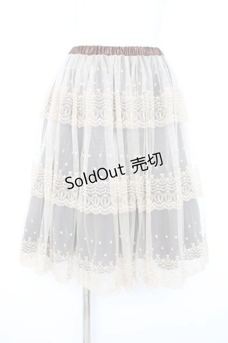 画像1: Franche Lippee / うさぎレーススカート M ブラウン Y-26-09-08-090-LO-SK-SZ-ZY (1)