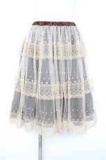 画像1: Franche Lippee / うさぎレーススカート M ブラウン Y-26-09-08-090-LO-SK-SZ-ZY (1)