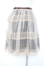 画像2: Franche Lippee / うさぎレーススカート M ブラウン Y-26-09-08-090-LO-SK-SZ-ZY (2)