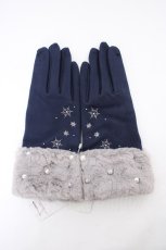 画像1: axes femme / 雪柄刺繍手袋  紺 Y-26-09-08-019-AX-ZA-SZ-ZY (1)