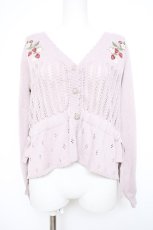 画像1: axes femme POETIQUE / ストロベリー刺繍ニットカーディガン M ピンク Y-26-09-08-029-AX-TO-SZ-ZY (1)