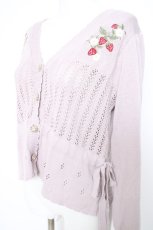 画像3: axes femme POETIQUE / ストロベリー刺繍ニットカーディガン M ピンク Y-26-09-08-029-AX-TO-SZ-ZY (3)