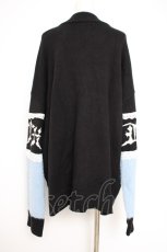 画像2: Jamieエーエヌケー / ゴシックロゴパッチワークカーデ M ブルー×ブラック Y-26-09-08-040-LO-TO-OW-ZY (2)