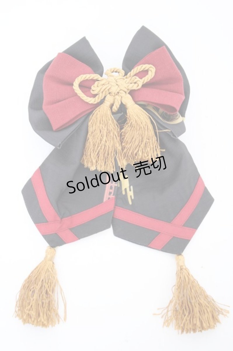 画像1: axes femme kawaii / 彼岸の白狐会柄リボンバレッタ  黒 Y-26-09-09-001-AX-ZA-SZ-ZY (1)