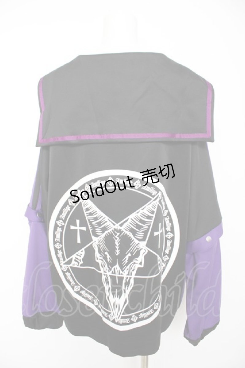 画像2: Amilige / SatanバックプリントセーラーZIPジャージ  黒 Y-26-09-09-058-PU-TO-SZ-ZY (2)