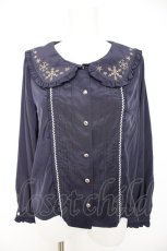 画像1: axes femme POETIQUE / 雪の結晶刺繍ブラウス M 紺 Y-26-09-09-008-AX-BL-SZ-ZY (1)