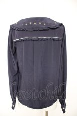 画像2: axes femme POETIQUE / 雪の結晶刺繍ブラウス M 紺 Y-26-09-09-008-AX-BL-SZ-ZY (2)