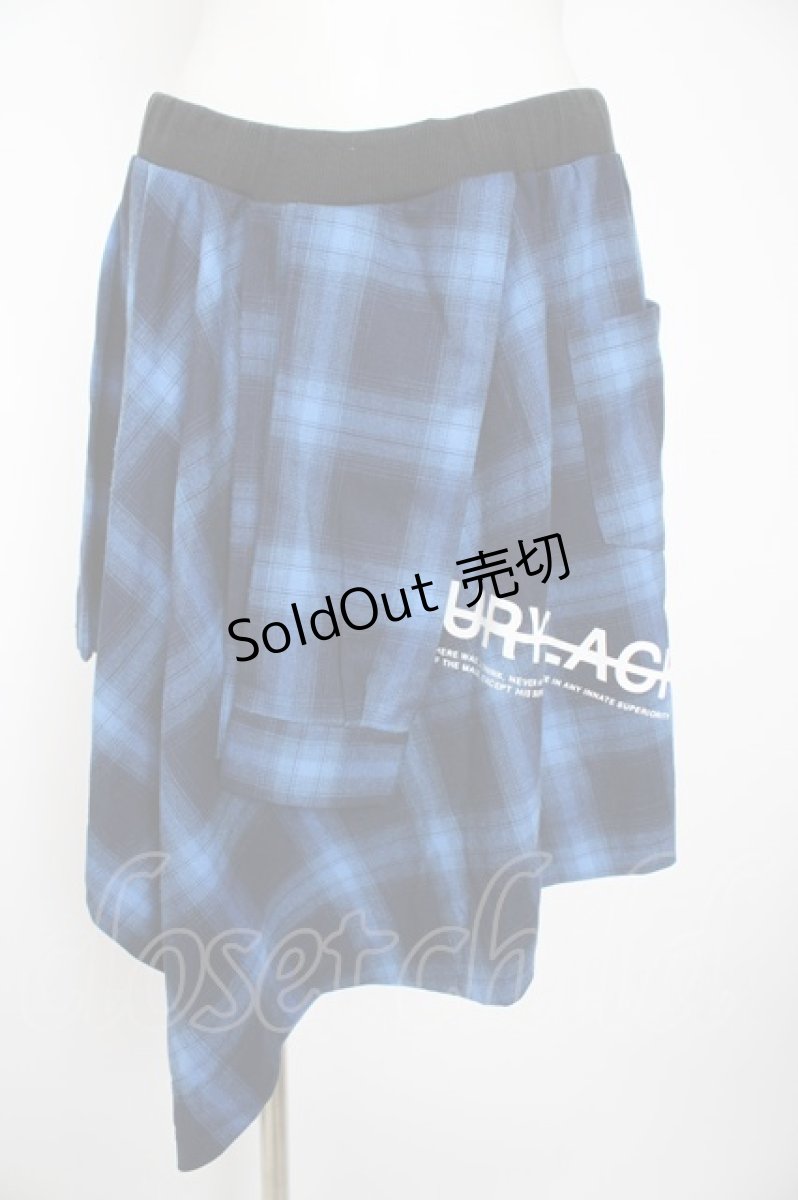 画像1: JURY BLACK / LOGO×CODEフェイク巻きスカート  ブルー Y-26-09-09-095-PU-SK-SZ-ZY (1)