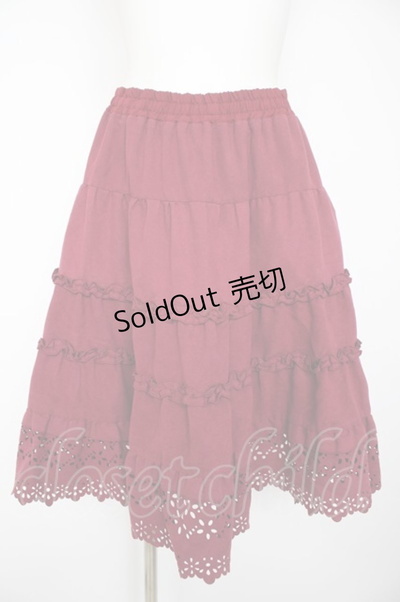 画像1: axes femme / くり抜きティアードスカート M ワイン Y-26-09-09-101-AX-SK-SZ-ZY (1)