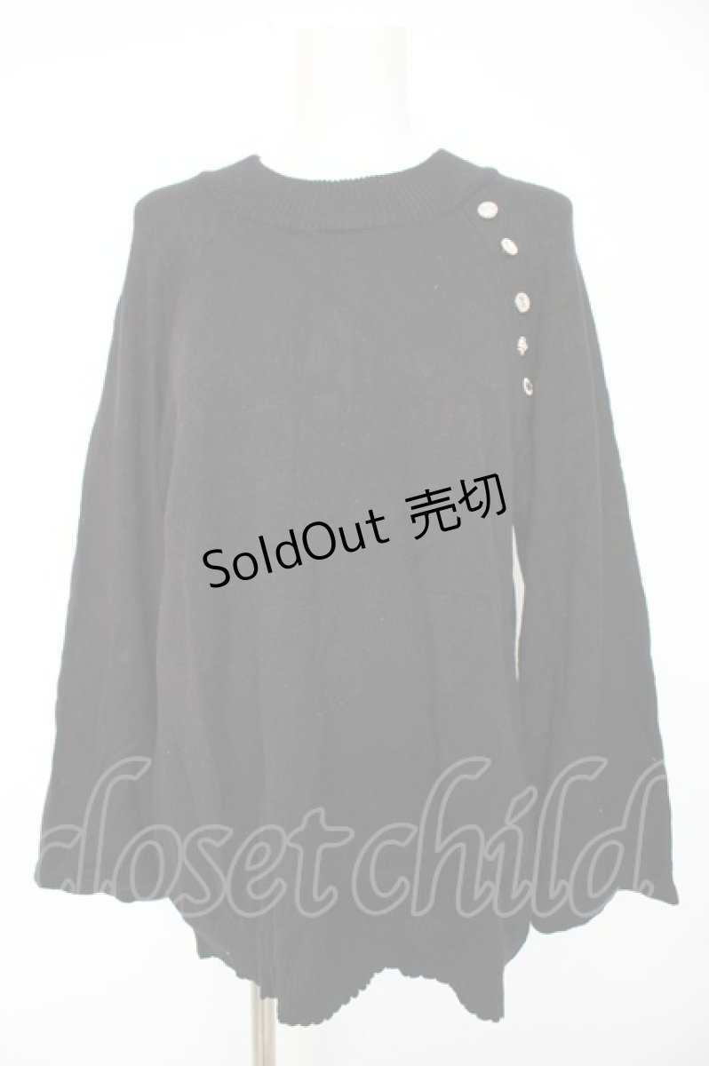 画像1: axes femme / アソート釦付スリット袖ニット F 黒 Y-26-09-09-019-AX-TO-SZ-ZY (1)