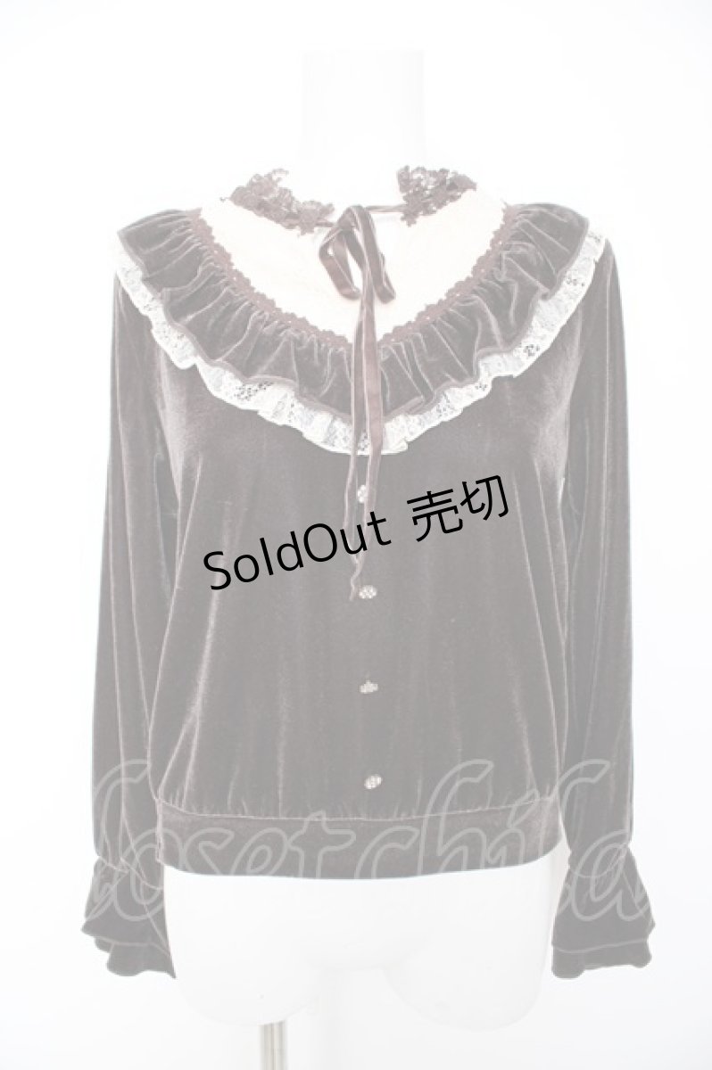 画像1: axes femme / フリルベロアプルオーバー M Dブラウン Y-26-09-09-027-AX-TO-SZ-ZY (1)