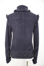 画像2: axes femme / レースアップハイネックフリルニット M 紺 Y-26-09-09-028-AX-TO-SZ-ZY (2)