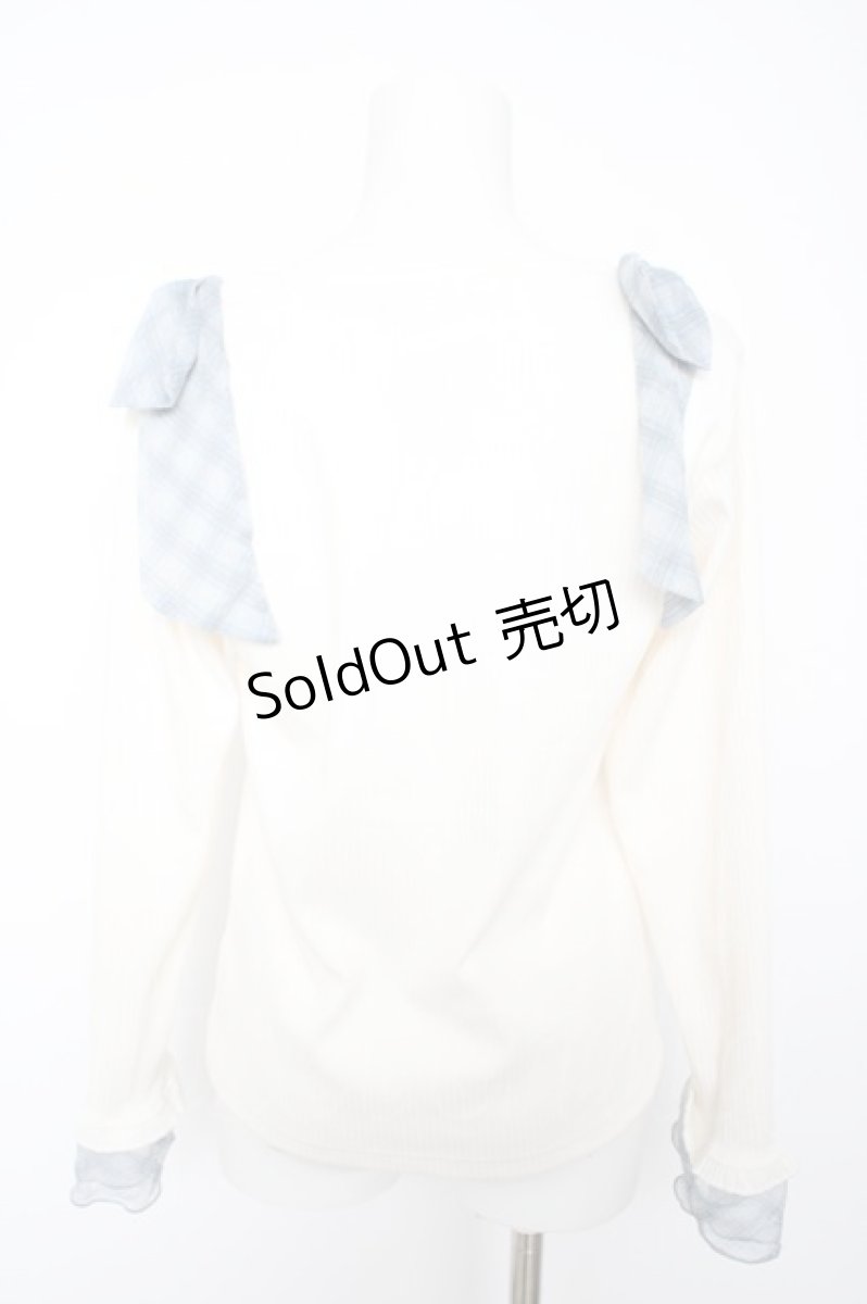 画像2: axes femme / チェック柄シフォンリボンプルオーバー  生成り Y-26-09-09-033-AX-TO-SZ-ZY (2)