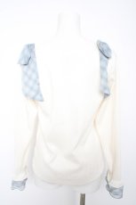 画像2: axes femme / チェック柄シフォンリボンプルオーバー  生成り Y-26-09-09-033-AX-TO-SZ-ZY (2)