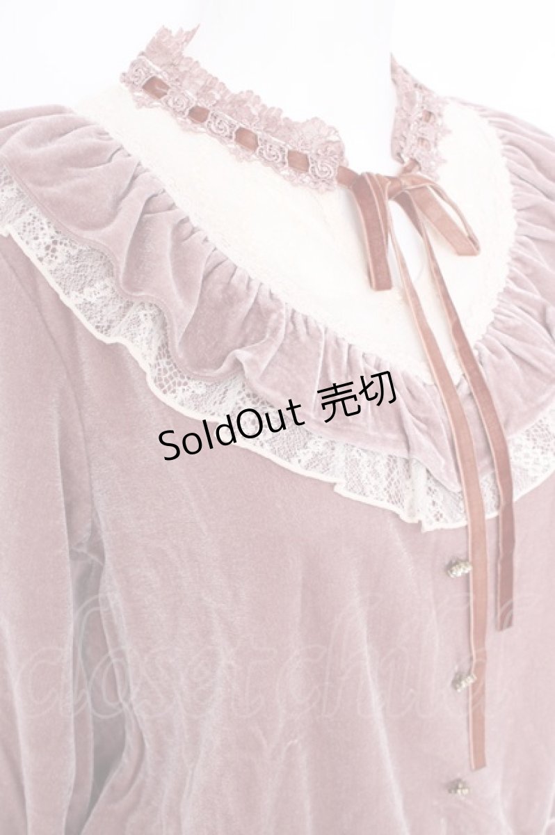画像3: axes femme / フリルベロアプルオーバー M 淡ピンク Y-26-09-10-036-AX-TO-SZ-ZY (3)