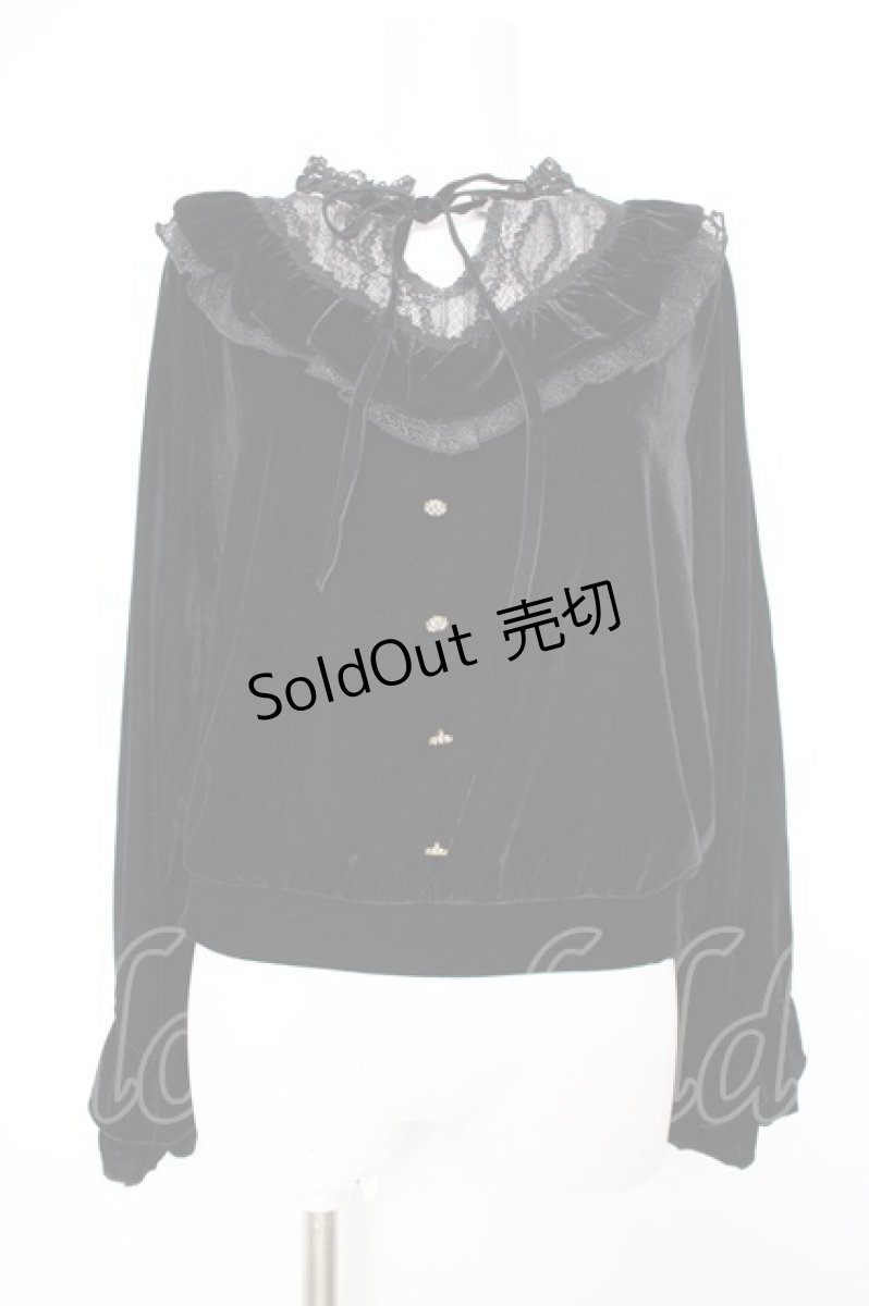 画像1: axes femme / フリルベロアプルオーバー M 黒 Y-26-09-10-039-AX-TO-SZ-ZY (1)