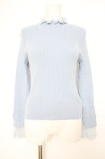 画像1: axes femme / 繊細袖レースニット M サックス Y-26-09-10-042-AX-TO-SZ-ZY (1)