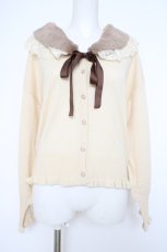 画像1: axes femme / ファーティッペット付ショートカーディガン M 生成り Y-26-09-10-045-AX-TO-SZ-ZY (1)