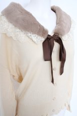 画像3: axes femme / ファーティッペット付ショートカーディガン M 生成り Y-26-09-10-045-AX-TO-SZ-ZY (3)