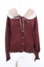 画像1: axes femme / ファーティッペット付ショートカーディガン M ワイン Y-26-09-10-046-AX-TO-SZ-ZY (1)
