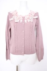 画像1: axes femme / お花リボンレースカーデイガン M アワピンク Y-26-09-10-047-AX-TO-SZ-ZY (1)