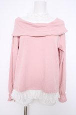 画像1: axes femme / レース重ねオフタートルプルオーバー M アワピンク Y-26-09-10-050-AX-TO-SZ-ZY (1)