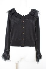 画像1: axes femme / フリルレースニットカーデ M 黒 Y-26-09-10-059-AX-TO-SZ-ZY (1)