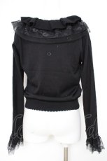 画像2: axes femme / フリルレースニットカーデ M 黒 Y-26-09-10-059-AX-TO-SZ-ZY (2)