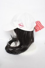 画像2: MILK / ギンガムGirl リボンキャップ  ホワイト Y-26-09-10-008-ML-AC-SZ-ZY (2)