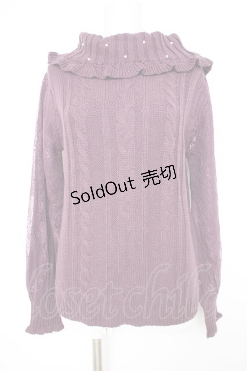 画像1: axes femme / 袖レースハイネックニット M パープル Y-26-09-10-077-AX-TO-SZ-ZI (1)