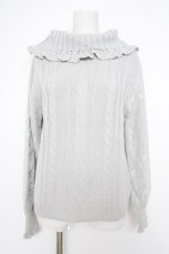 画像1: axes femme / 袖レースハイネックニット M グレー Y-26-09-10-078-AX-TO-SZ-ZY (1)