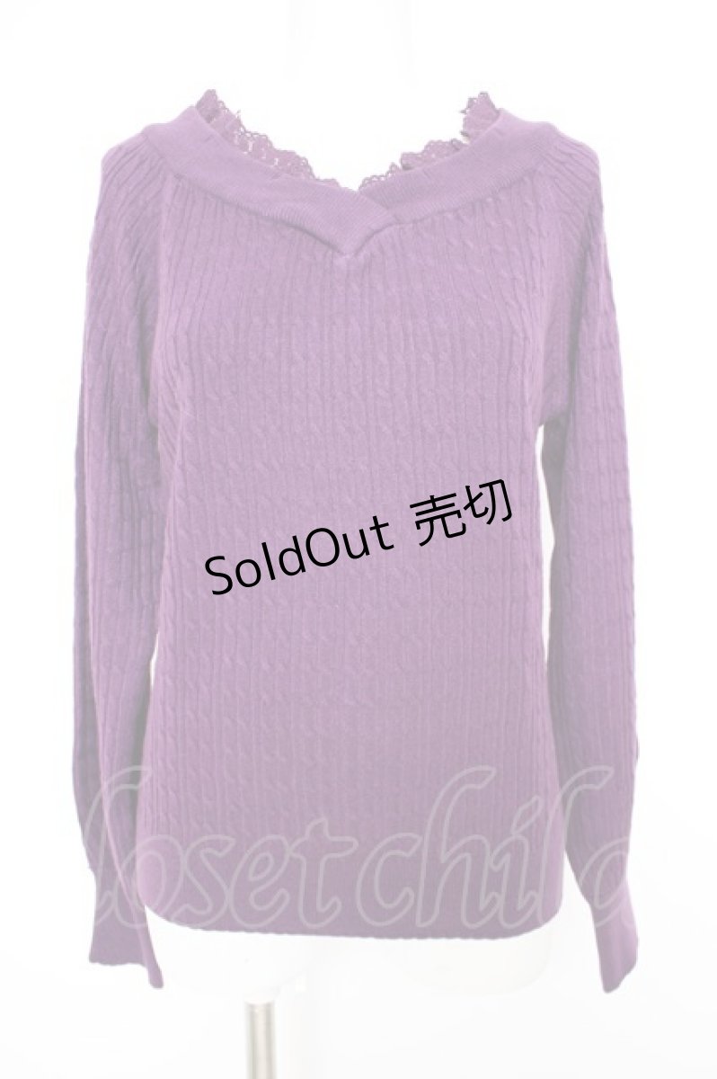 画像1: axes femme / Ｖネックニットプルオーバー M パープル Y-26-09-10-079-AX-TO-SZ-ZY (1)