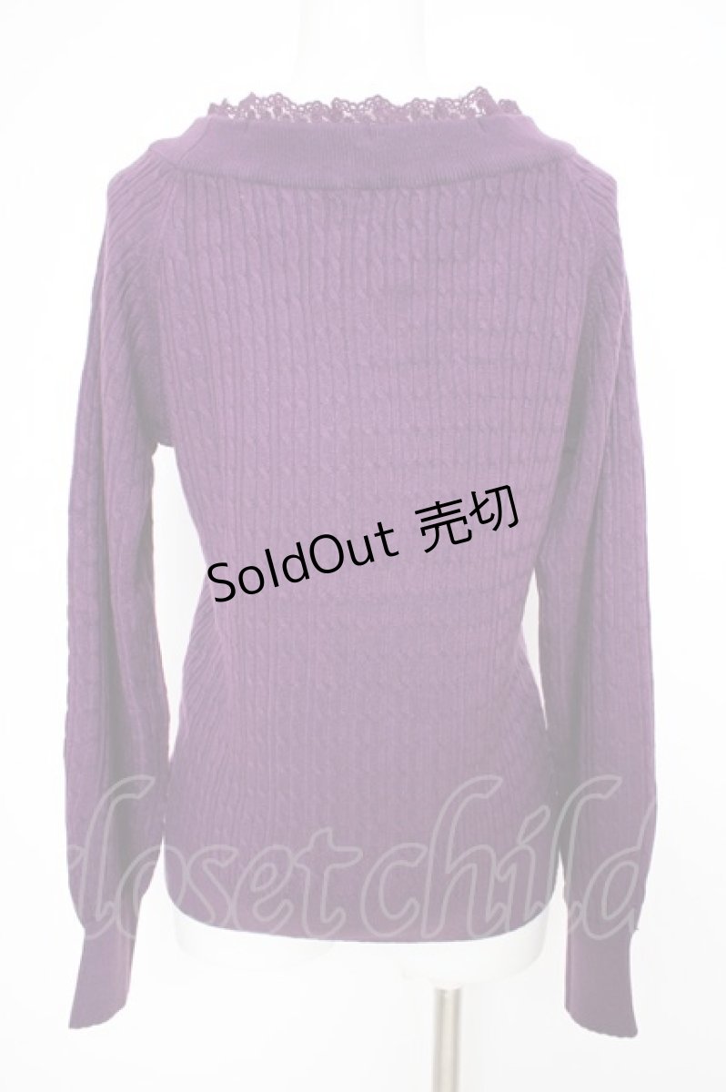 画像2: axes femme / Ｖネックニットプルオーバー M パープル Y-26-09-10-079-AX-TO-SZ-ZY (2)