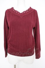 画像1: axes femme / Ｖネックケーブルニットプルオーバー M ワイン Y-26-09-10-081-AX-TO-SZ-ZY (1)