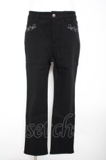 画像1: axes femme / 刺繍入り裏起毛ストレッチパンツ L 黒 Y-26-09-10-129-AX-PA-SZ-ZY (1)