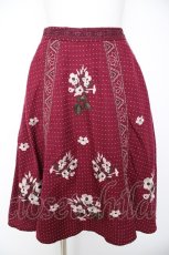 画像1: axes femme / ドット柄×お花刺繍入りスカート M ワイン Y-26-09-10-141-AX-SK-SZ-ZY (1)