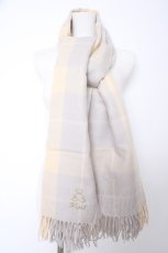 画像1: Fi.n.t / テディベア刺繍入りチェックストール F ラベンダー Y-26-09-10-004-CA-ZA-SZ-ZY (1)