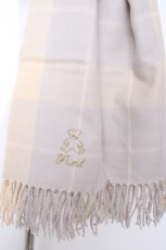 画像2: Fi.n.t / テディベア刺繍入りチェックストール F ラベンダー Y-26-09-10-004-CA-ZA-SZ-ZY (2)