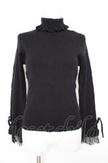 画像1: axes femme POETIQUE / 袖レースデザインニットプルオーバー M 黒 Y-26-09-10-034-AX-TO-SZ-ZY (1)