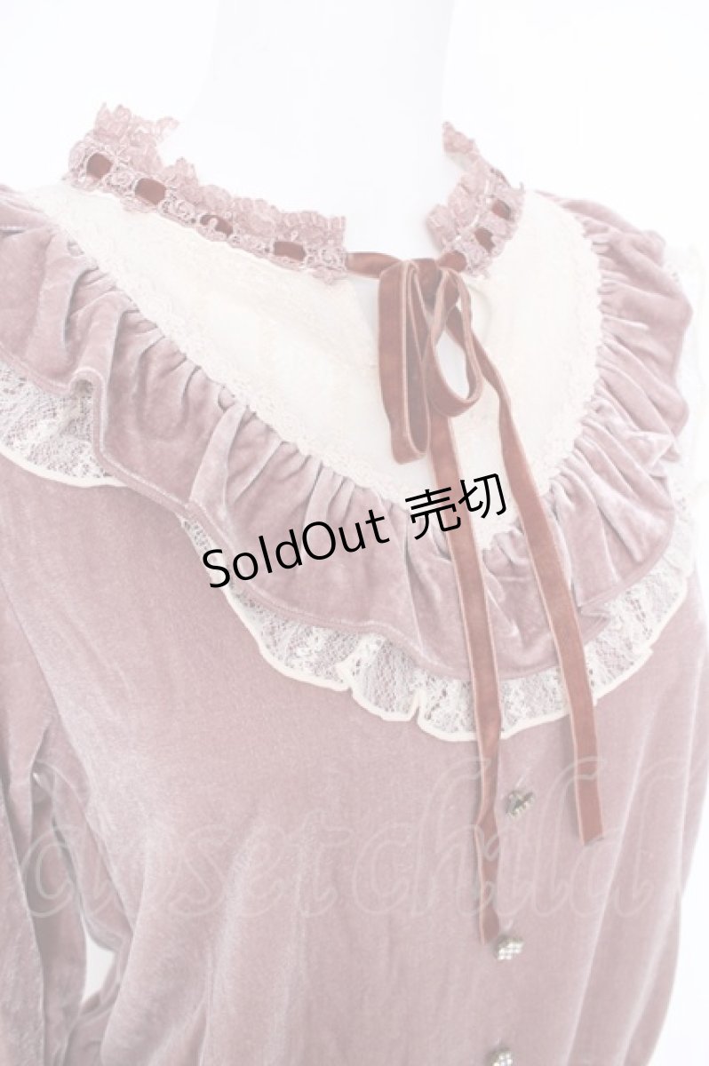 画像3: axes femme / フリルベロアプルオーバー M 淡ピンク Y-26-09-10-035-AX-TO-SZ-ZY (3)
