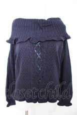 画像1: axes femme / オフタートルニットプルオーバー M ネイビー Y-26-09-12-053-AX-TO-SZ-ZY (1)