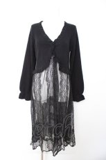 画像1: axes femme / レース重ねロングカーディガン M 黒 Y-26-09-12-075-AX-TO-SZ-ZY (1)