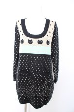 画像1: Franche Lippee / ねこ×さかなニットワンピース M 黒 Y-26-09-12-085-LO-OP-SZ-ZY (1)